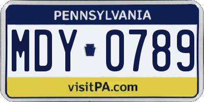 PA license plate MDY0789