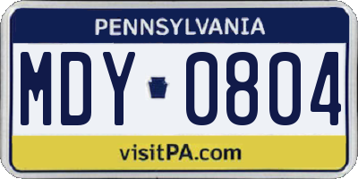 PA license plate MDY0804