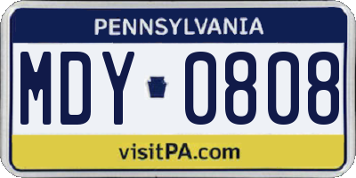 PA license plate MDY0808