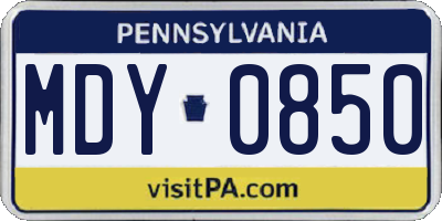 PA license plate MDY0850
