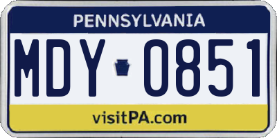 PA license plate MDY0851