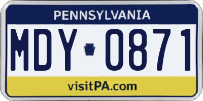 PA license plate MDY0871