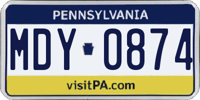 PA license plate MDY0874
