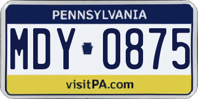 PA license plate MDY0875