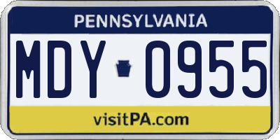 PA license plate MDY0955