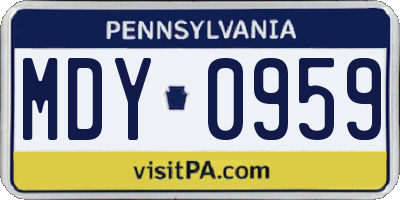 PA license plate MDY0959
