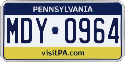 PA license plate MDY0964