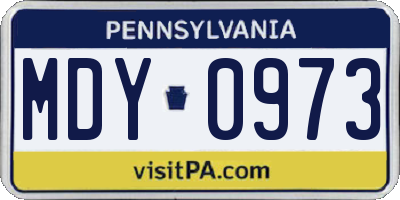 PA license plate MDY0973