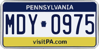 PA license plate MDY0975