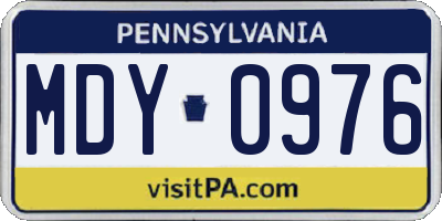 PA license plate MDY0976