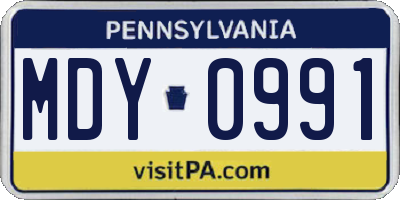 PA license plate MDY0991