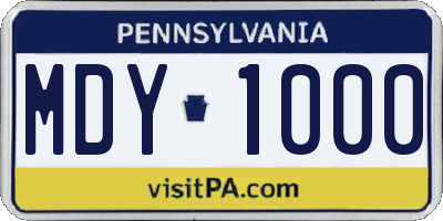 PA license plate MDY1000