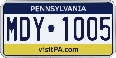 PA license plate MDY1005