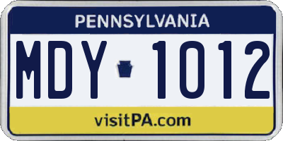 PA license plate MDY1012