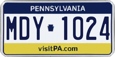 PA license plate MDY1024