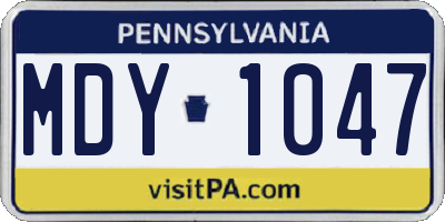 PA license plate MDY1047