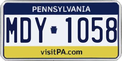 PA license plate MDY1058