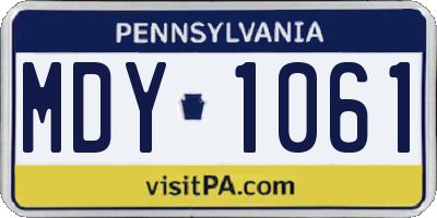 PA license plate MDY1061
