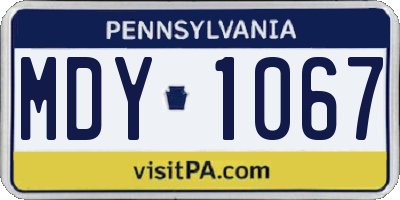 PA license plate MDY1067