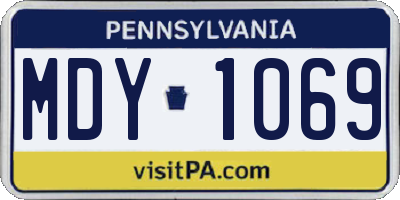 PA license plate MDY1069