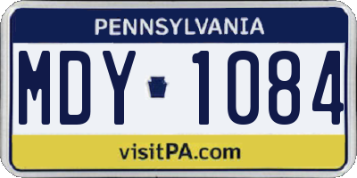 PA license plate MDY1084