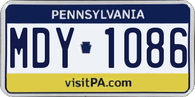 PA license plate MDY1086