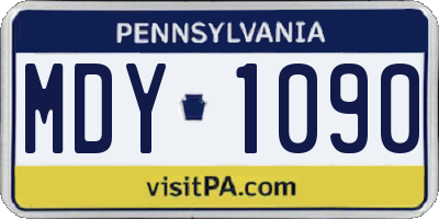 PA license plate MDY1090