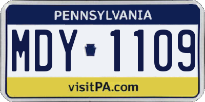 PA license plate MDY1109