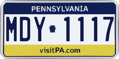 PA license plate MDY1117