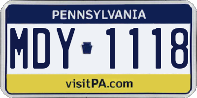 PA license plate MDY1118