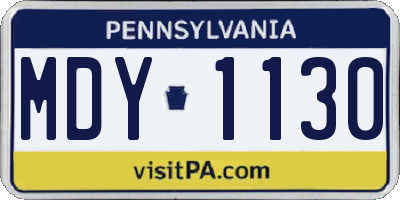 PA license plate MDY1130