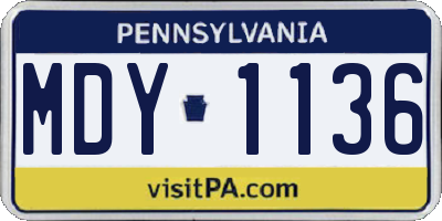 PA license plate MDY1136