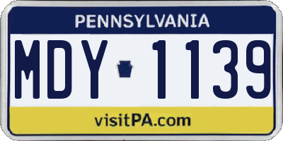 PA license plate MDY1139