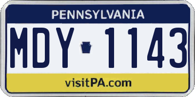 PA license plate MDY1143