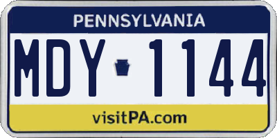 PA license plate MDY1144