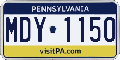 PA license plate MDY1150