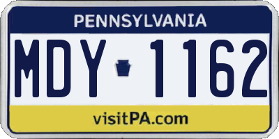 PA license plate MDY1162