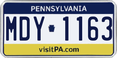 PA license plate MDY1163