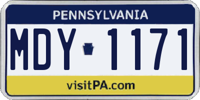 PA license plate MDY1171
