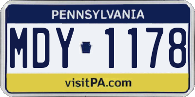 PA license plate MDY1178