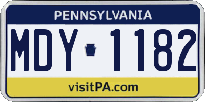 PA license plate MDY1182
