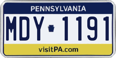 PA license plate MDY1191