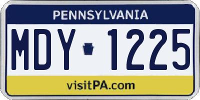 PA license plate MDY1225