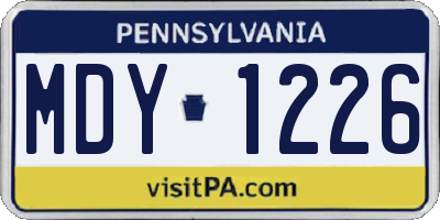 PA license plate MDY1226
