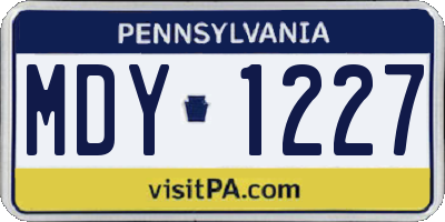 PA license plate MDY1227