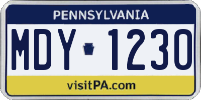PA license plate MDY1230