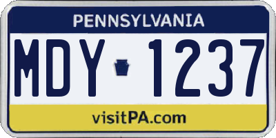 PA license plate MDY1237