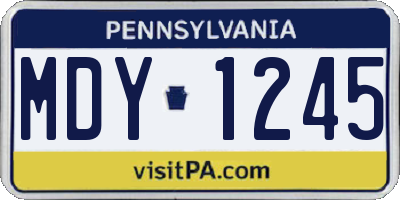 PA license plate MDY1245