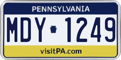 PA license plate MDY1249