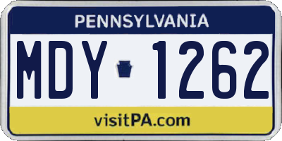 PA license plate MDY1262